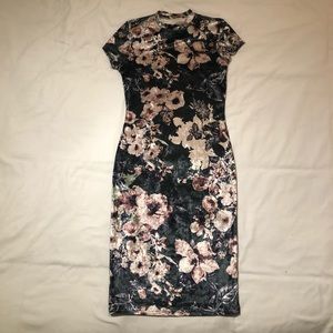 Crushed velvet floral dress